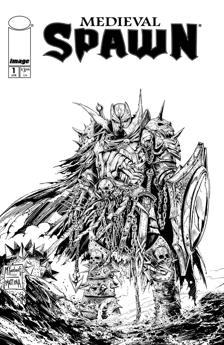 Medieval Spawn #1 Cover B Variant Todd McFarlane & Francesco Mattina Black & White Cover