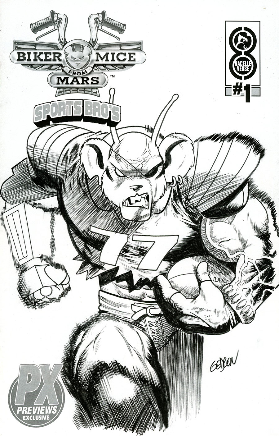 Biker Mice From Mars Vol 2 #1 Cover M Previews Exclusive Juan Gedeon Sports Bros Modo Black & White Variant Cover