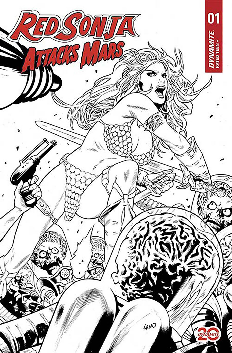 Red Sonja Attacks Mars #1 Cover L Incentive Greg Land Line Art Cover