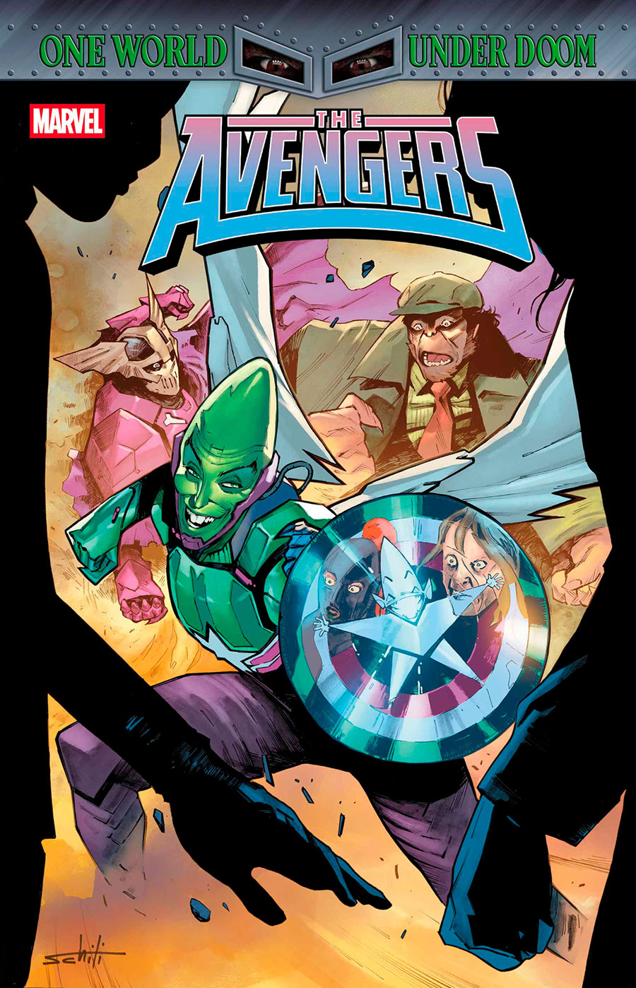 Avengers Vol 8 #26 Cover C Variant Valerio Schiti Impossible Man Pop-Up Cover (One World Under Doom Tie-In)