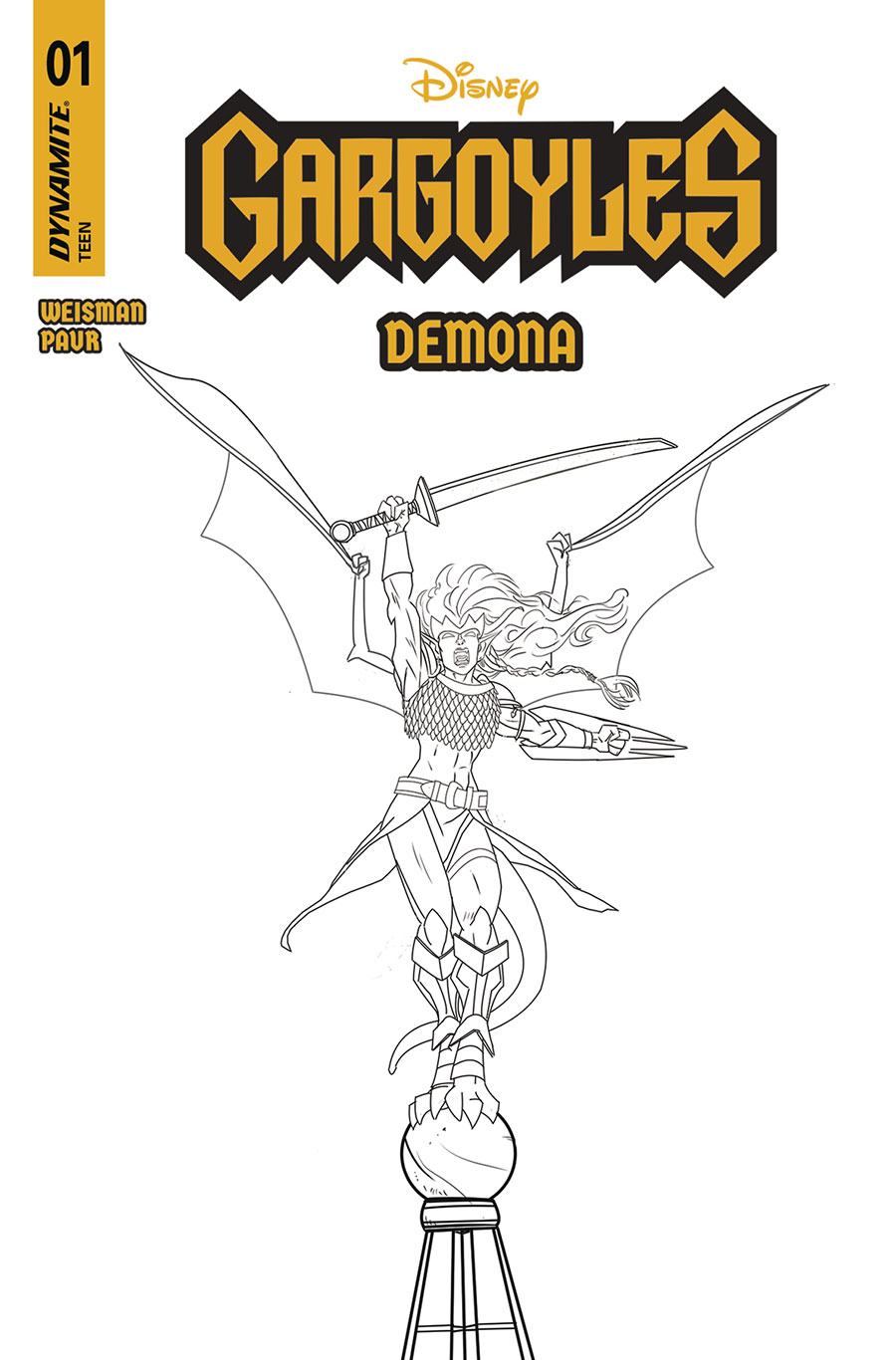 Gargoyles Demona #1 Cover M Incentive Frank Paur Line Art Cover