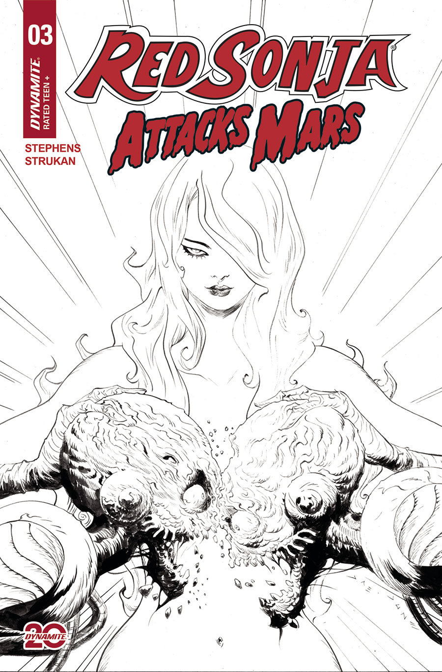 Red Sonja Attacks Mars #3 Cover E Incentive Jae Lee Line Art Cover