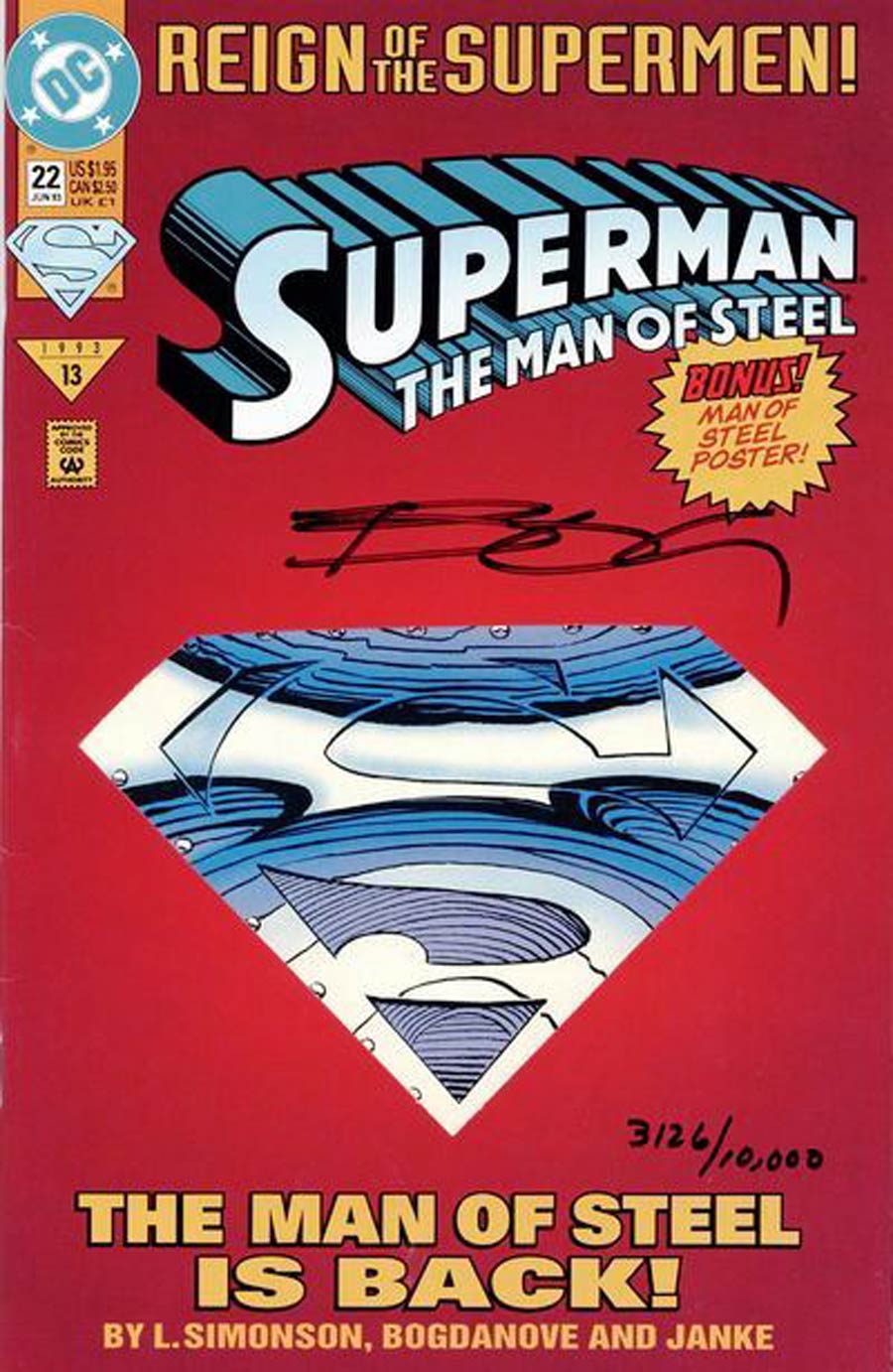 Superman The Man Of Steel #22 Cover F DF Signed by John Bogdanove (no CoA)